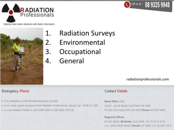 Radiation Surveys - Environmental, Occupational, General
