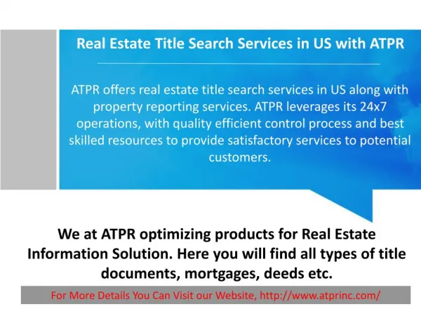 Real Estate Title Search Services in US with ATPR