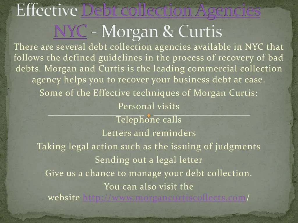 effective debt collection agencies nyc morgan curtis