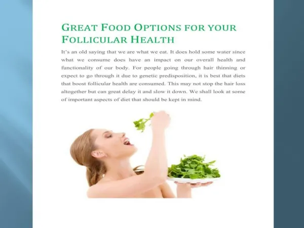 GREAT FOOD OPTIONS FOR YOUR FOLLICULAR HEALTH
