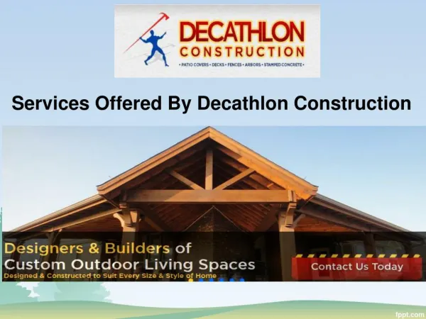 Services Offered By Decathlon Construction