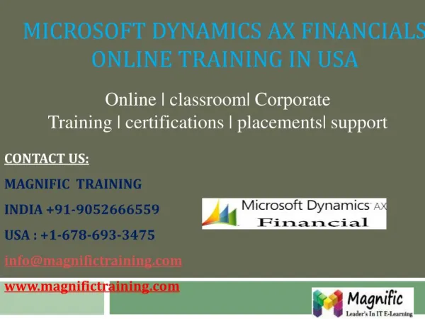 microsoft dynamics ax financials online training in usa