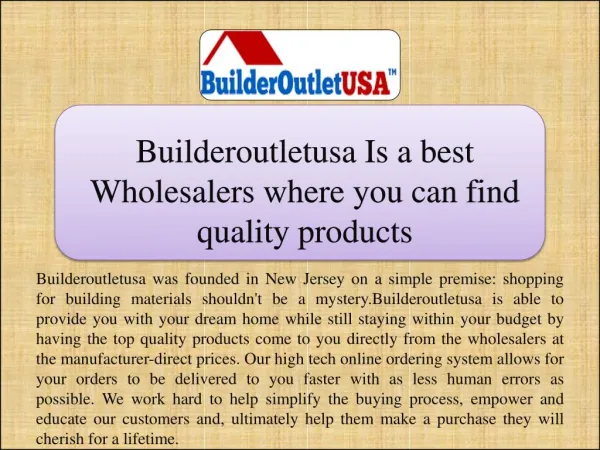 Builderoutletusa Is a best wholesalers where you can find qu