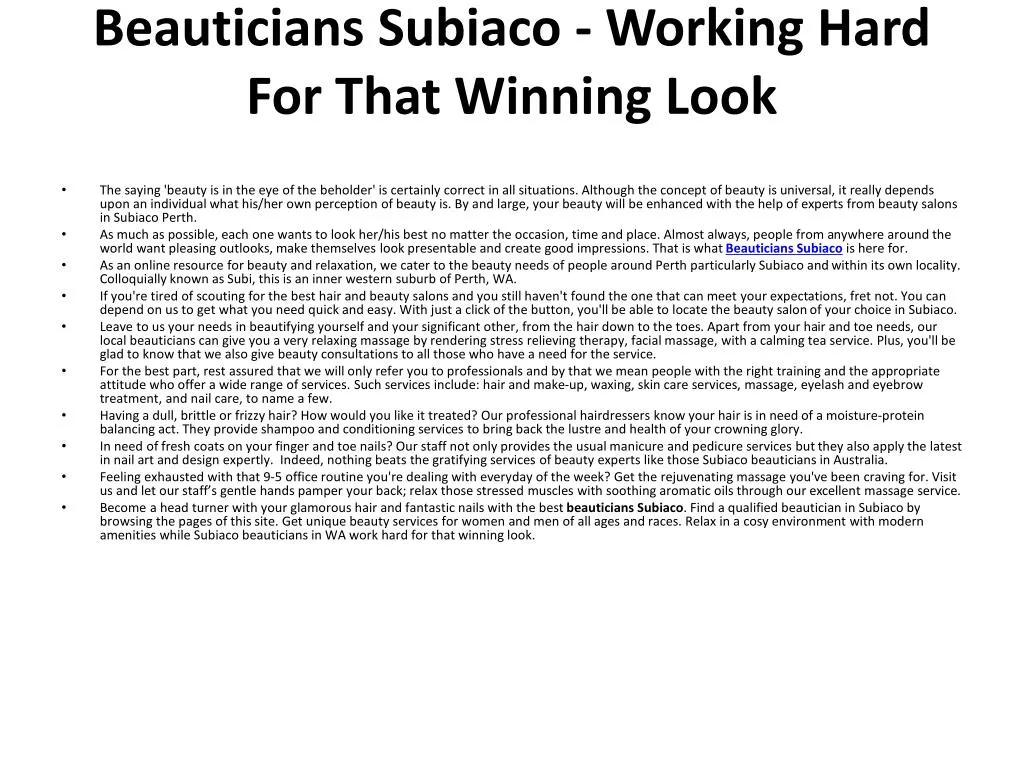 beauticians subiaco working hard for that winning look