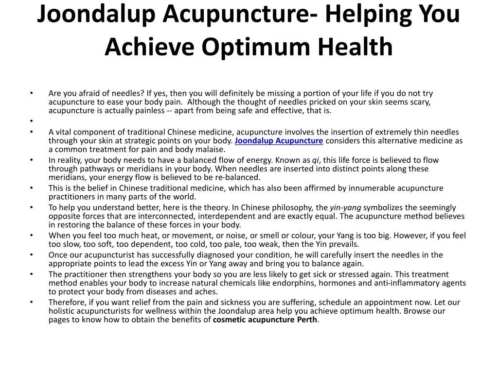 joondalup acupuncture helping you achieve optimum health