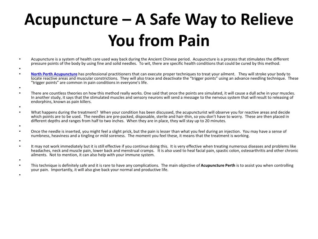 acupuncture a safe way to relieve you from pain