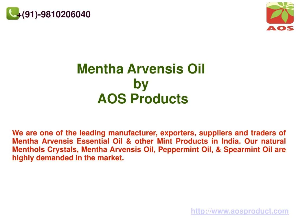 Spearmint Oil IP Manufacturer & Exporter - AOS Products