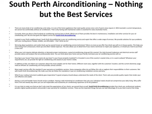 South Perth Air Conditioning