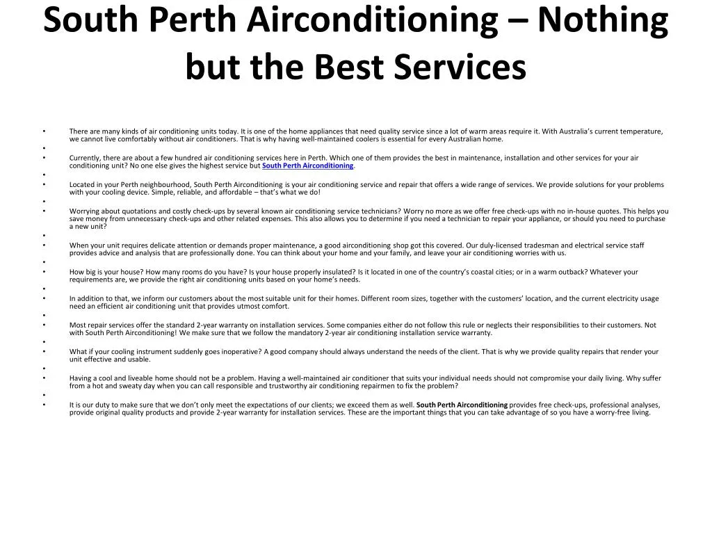 south perth airconditioning nothing but the best services