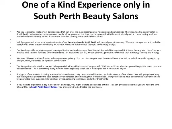 South Perth Beauty Salon