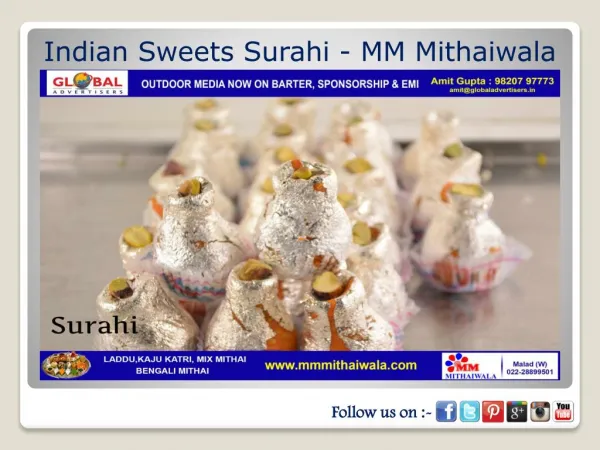 Indian Sweets Surahi - MM Mithaiwala