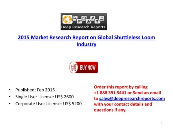 2015 Global Shuttleless Loom Industry Import Export Consumpt