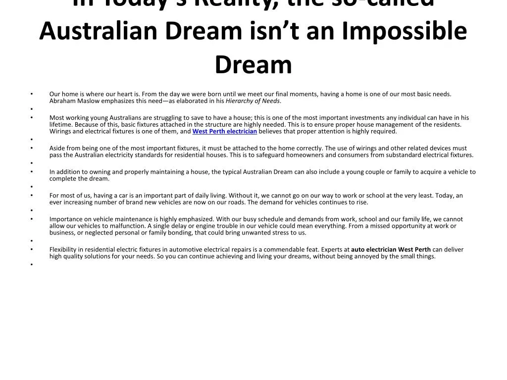 in today s reality the so called australian dream isn t an impossible dream