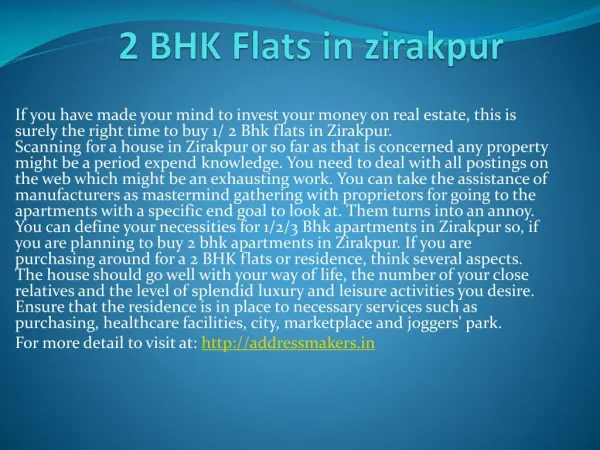2 BHK Flats in zirakpur