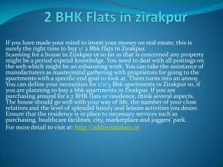2 BHK Flats in zirakpur