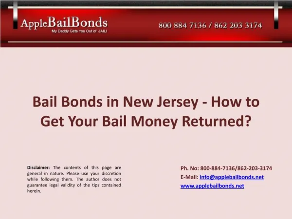 Bail Bonds in New Jersey - How to Get Your Bail Money Return