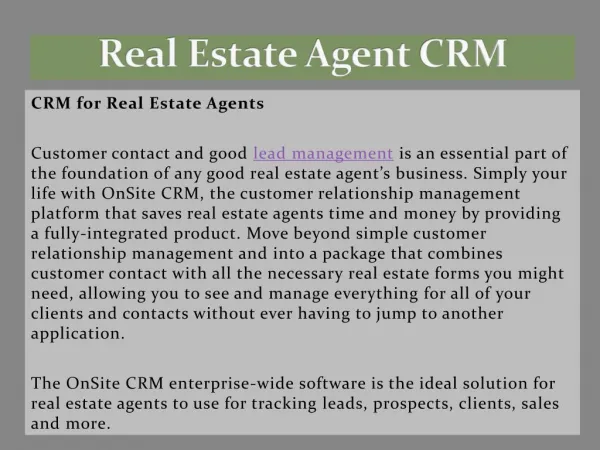 Real Estate Agent CRM