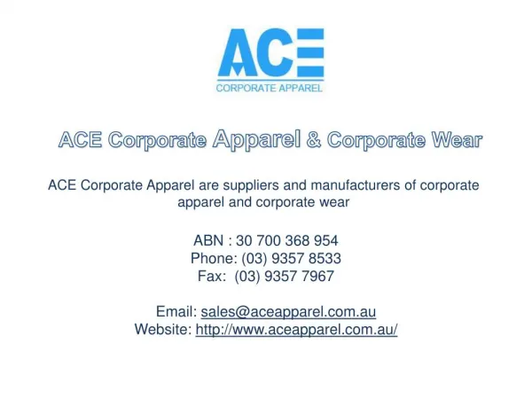 ACE Corporate Apparel - Sublimation Printing
