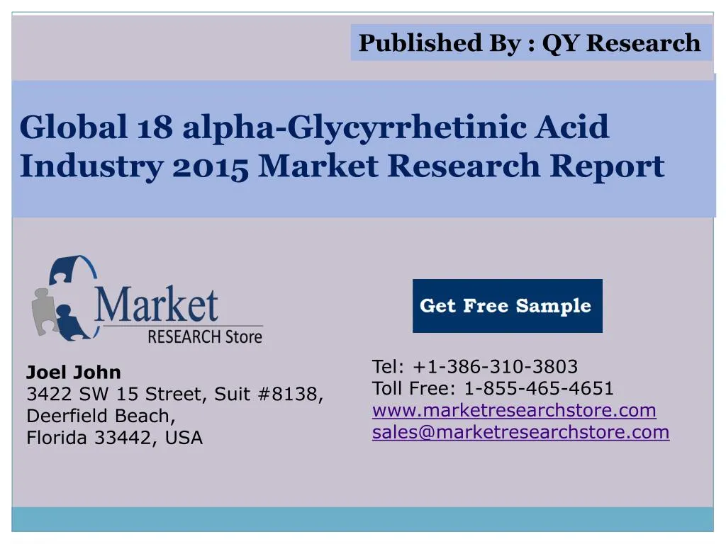 global 18 alpha glycyrrhetinic acid industry 2015 market research report