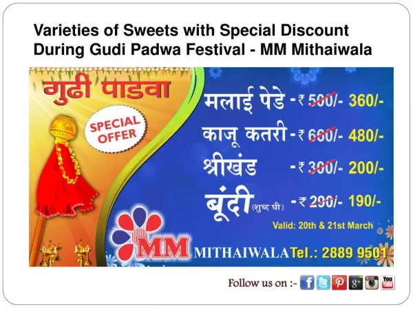 Varieties of Sweets with Special Discount During Gudi Padwa
