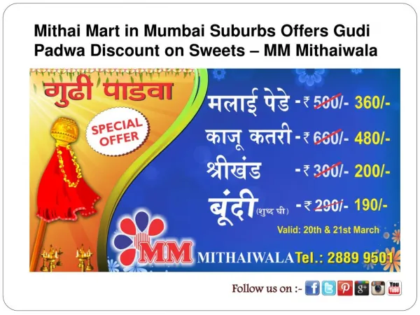 Mithai Mart in Mumbai Suburbs Offers Gudi Padwa Discount on