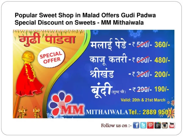 Popular Sweet Shop in Malad Offers Gudi Padwa Special Discou