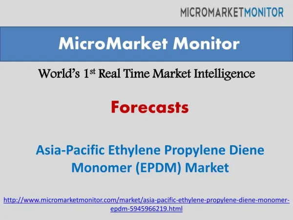 Asia-Pacific Ethylene Propylene Diene Monomer (EPDM) Market