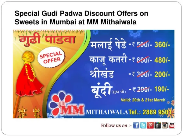 Special Gudi Padwa Discount Offers on Sweets in Mumbai at MM