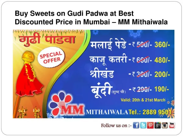 Buy Sweets on Gudi Padwa at Best Discounted Price in Mumbai
