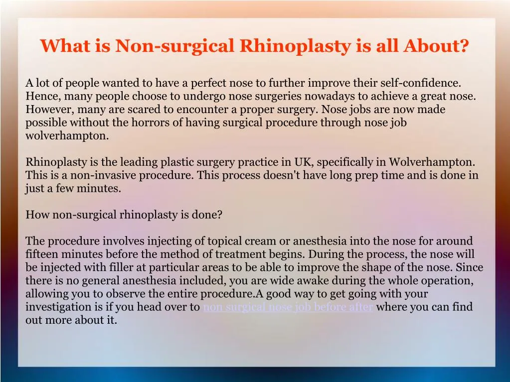 what is non surgical rhinoplasty is all about