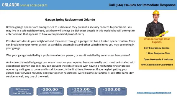 Garage Spring Replacement Orlando