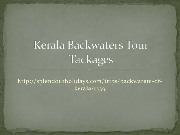 Kerala Backwaters Tour Packages