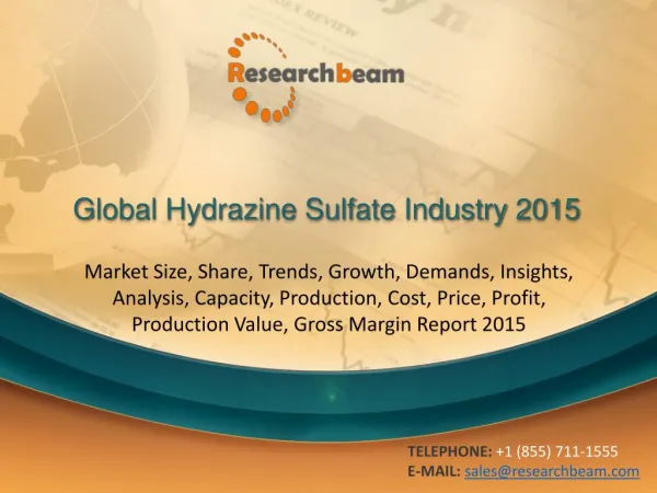 Global Hydrazine Sulfate Industry Size, Share, Market Trends
