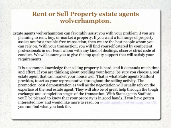 Estate Agents Wolverhampton UK
