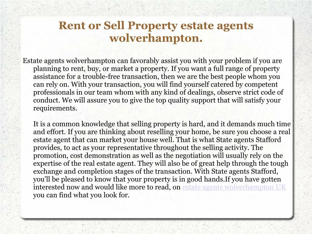 rent or sell property estate agents wolverhampton