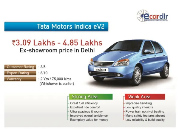 Tata Motors Indica eV2 Prices, Mileage, Reviews and Images a