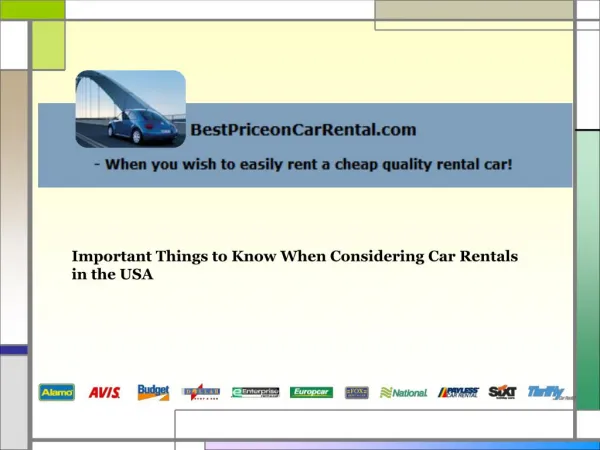 Important Things to Know When Considering Car Rentals in the