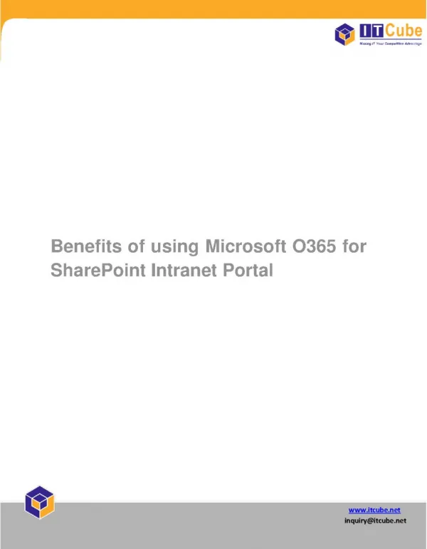 BENEFITS OF USING MICROSOFT O365 FOR SHAREPOINT INTRANET POR