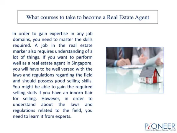 What courses to take to become a Real Estate Agent