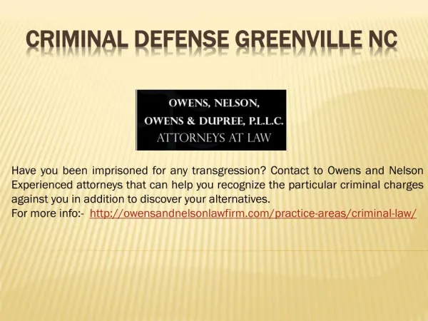 Criminal Defense Lawyer in Greenville, NC
