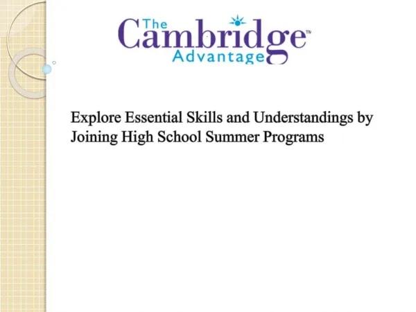 Explore Essential Skills and Understandings by Joining High
