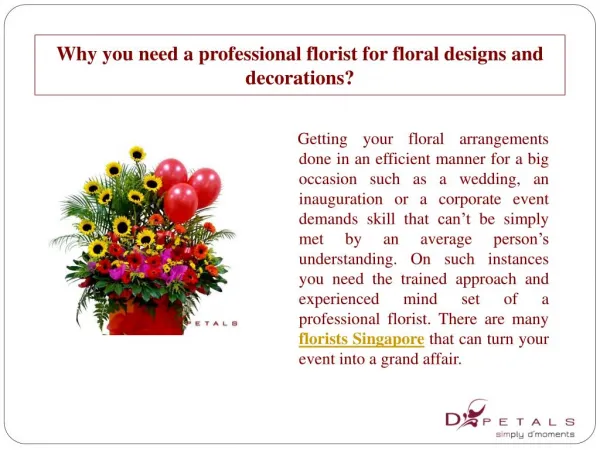 Why you need a professional florist for floral designs and d