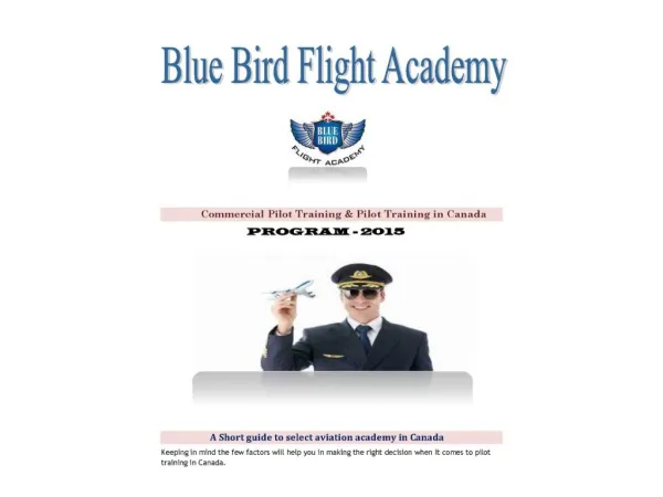 Commercial Pilot training & Pilot Training in Canada - BBFA