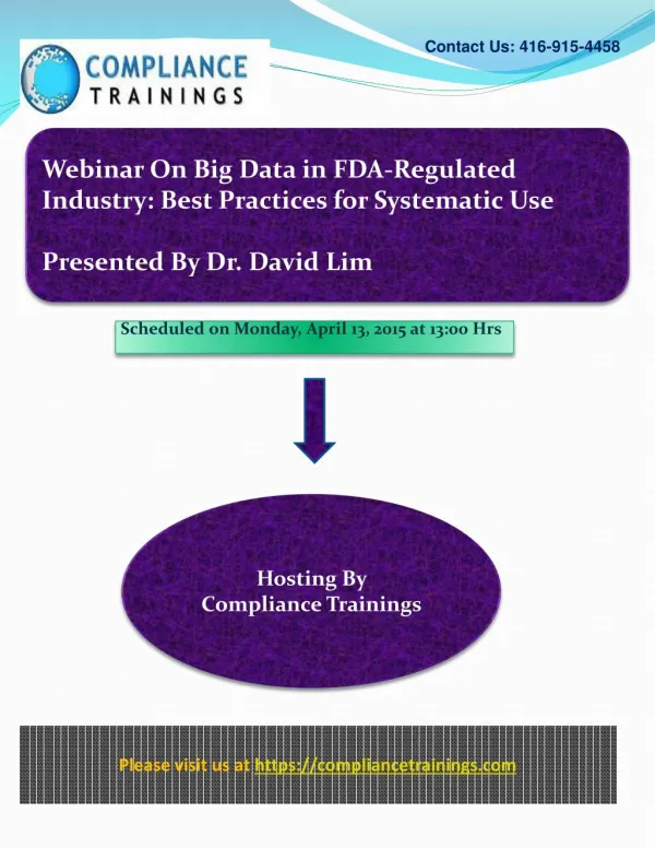 Webinar On Big Data in FDA Regulated Industry Best Practice