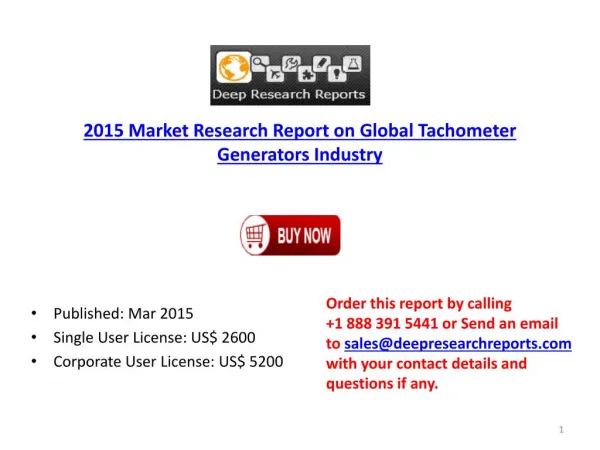 2015 Global Tachometer Generators Market Import Export Consu