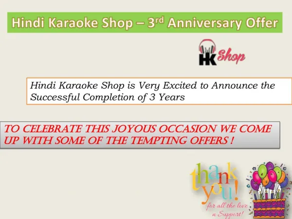 Hindi Karaoke Shop – 3rd Anniversary Karaoke Offers