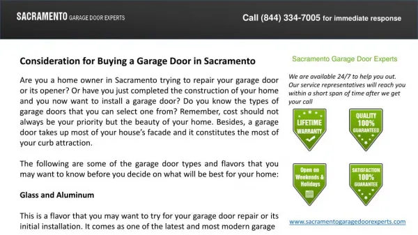 Consideration for Buying a Garage Door in Sacramento