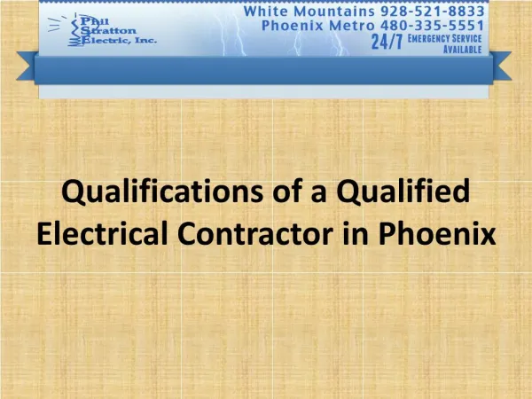 Qualifications of a Qualified Electrical Contractor in Phoe