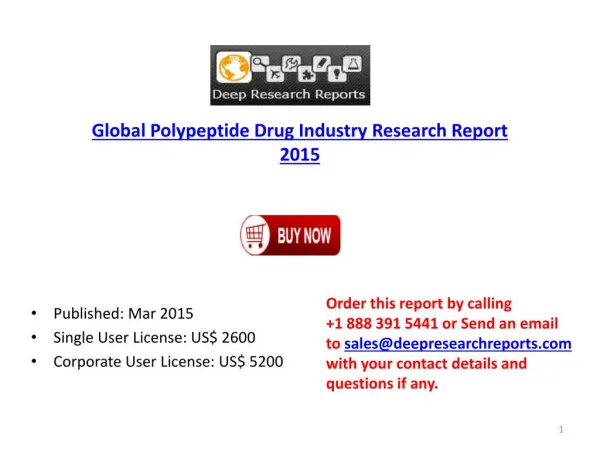 Global Polypeptide Drug Market Analysis and Forecast 2015