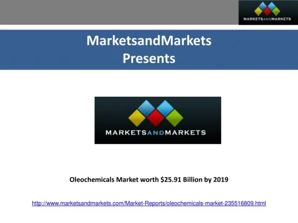 Oleochemicals Market worth $25.91 Billion by 2019